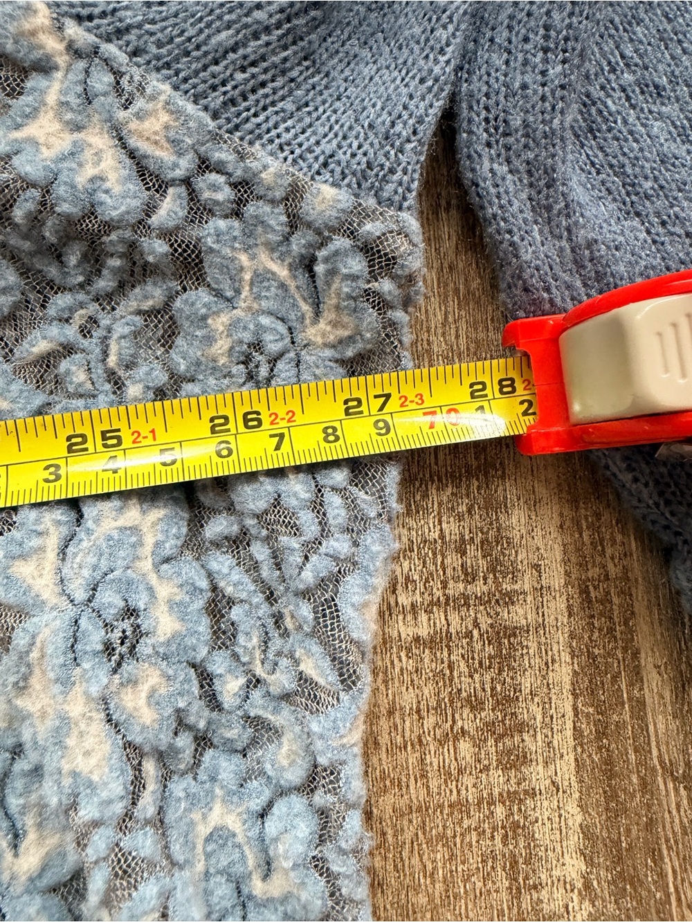 The Pyramid Collection Blue Lace & Knit Open Front Cardigan - Picture 7 of 11